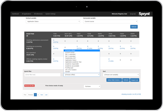 Paperless admissions processing - applicant portal